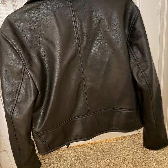 H&M Black Faux Leather Moto Jacket with Silver Hardware - Picture 4 of 5